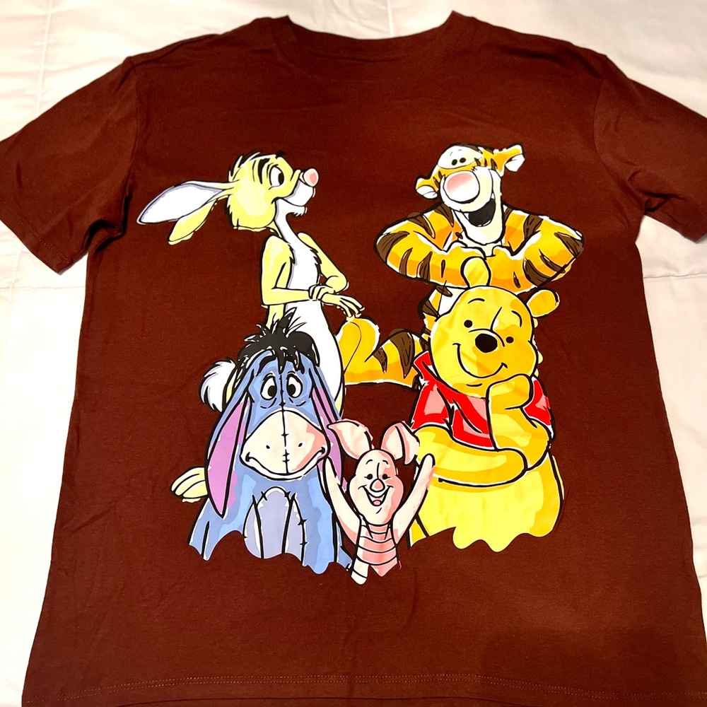 Disney‎ Brown T-Shirt with Classic Characters-Child Large (11-13)